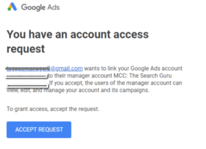 google ads accept request for MCC access